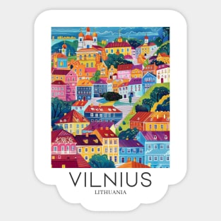 A Pop Art Travel Print of Vilnius - Lithuania Sticker